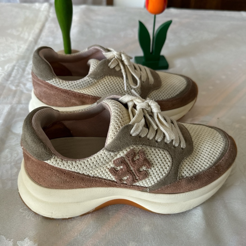 Tory Burch pink and white sneakers